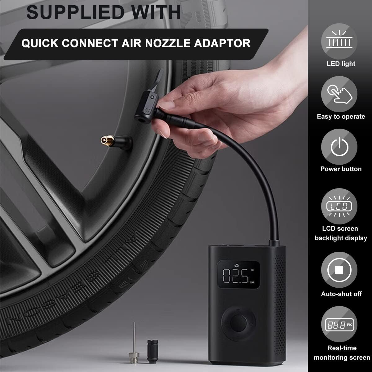 Xiaomi Portable Electric Air Compressor,150PSI Tire Inflator for Car..