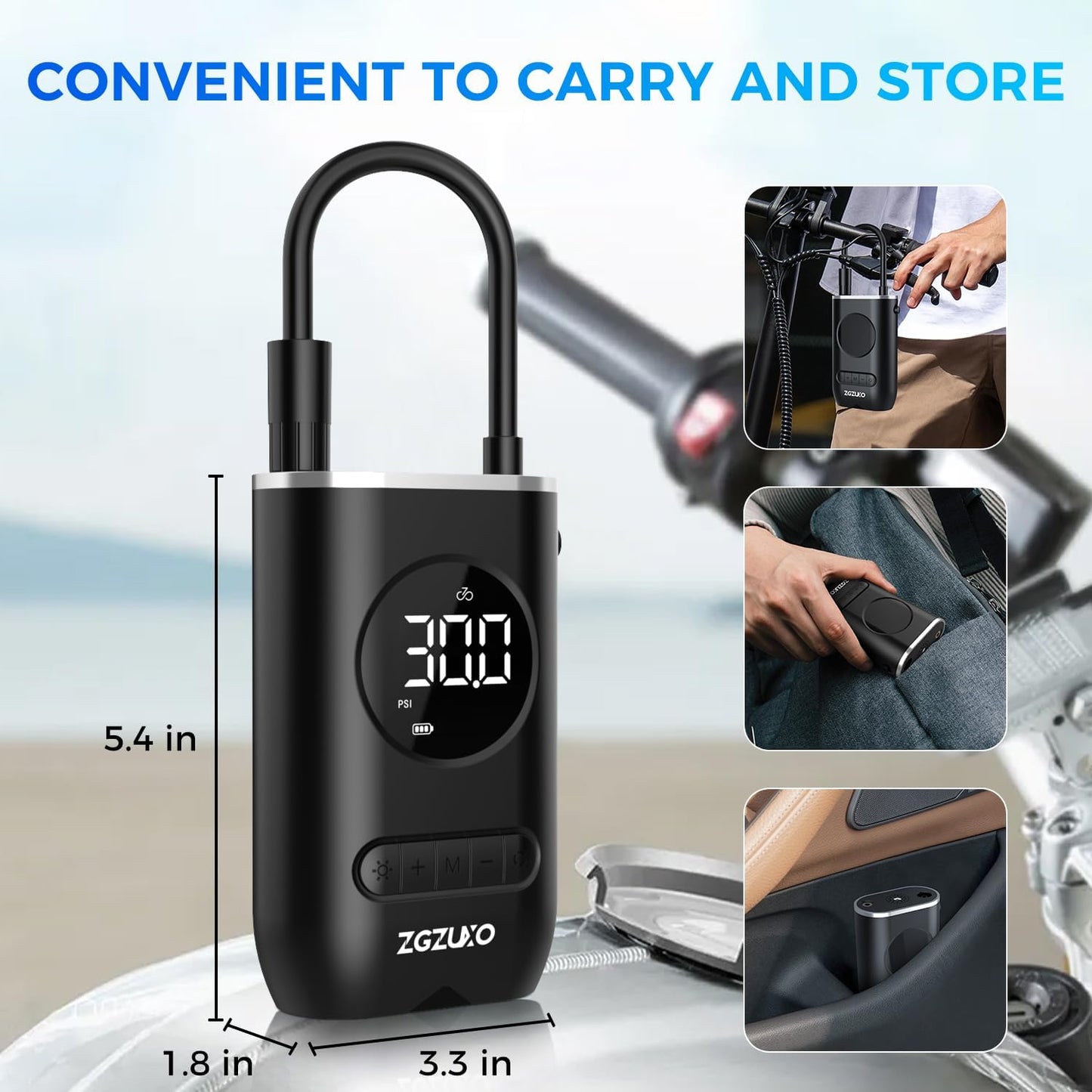 Tire Inflator Portable Air Compressor-150PSI Cordless Air Pump for Car