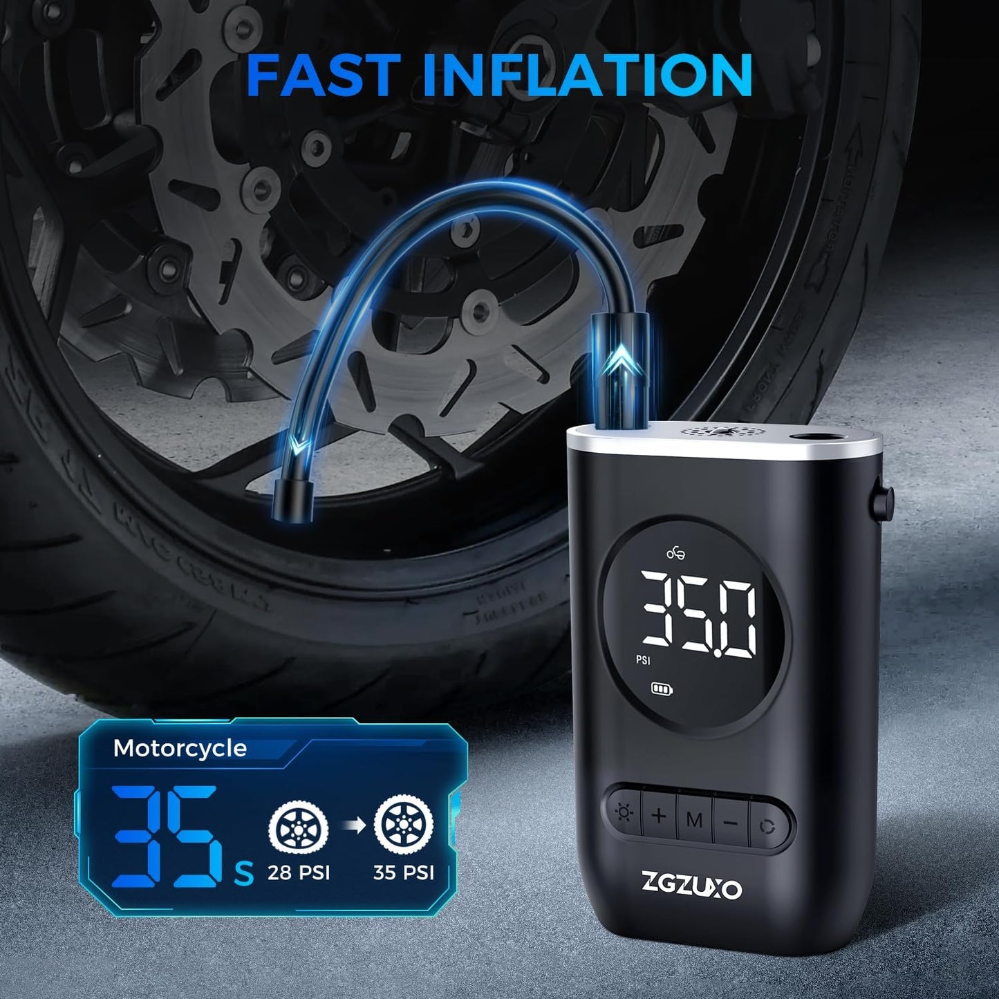 Tire Inflator Portable Air Compressor-150PSI Cordless Air Pump for Car