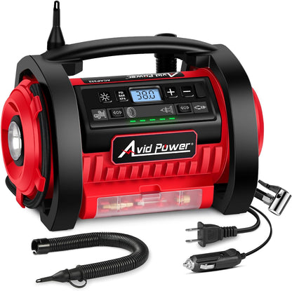 AVID POWER Tire Inflator Portable Air Compressor 12VDC/120V AC