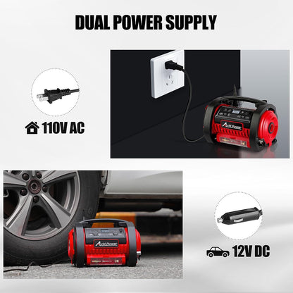 AVID POWER Tire Inflator Portable Air Compressor 12VDC/120V AC